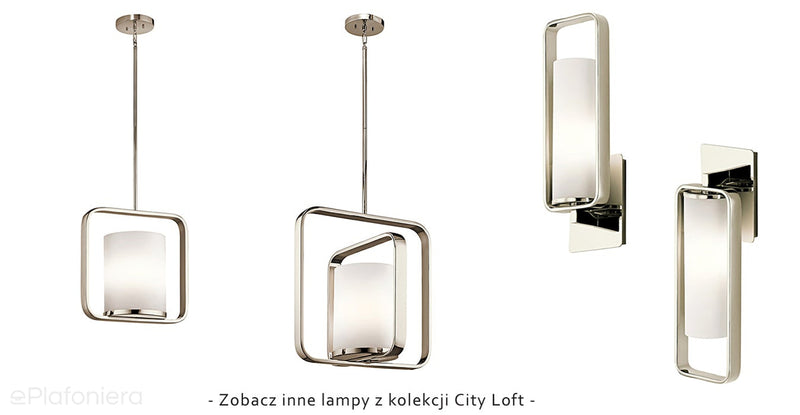 Nikiel, szkło 43x14cm, nowoczesna lampa ścienna, kinkiet do salonu sypialni kuchni (1xE27) Kichler (City Loft)