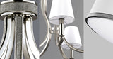 Lampa wisząca 64cm - żyrandol abażur (nikiel, jedwab) do salonu sypialni kuchni (5xE14) Feiss (Pave)