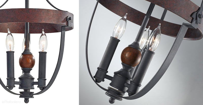 Loftowa, żelazna lampa wisząca Alston - Feiss / żyrandol, świecznik do salonu / sypialni (3xE14)