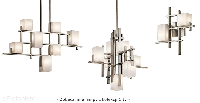 Lampa wisząca City z mlecznym szkłem + pewter - Kichler (LED, 65x60cm, 7xG9)