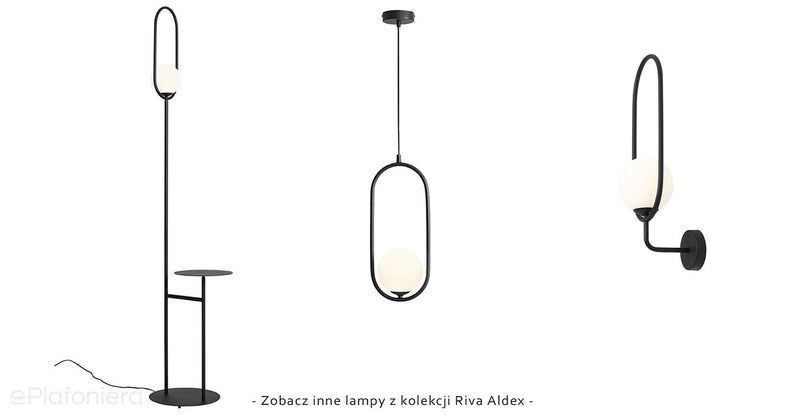 Czarna lampa - biała kula 14cm, kinkiet do salonu sypialni (E14) Aldex (Riva) 1086C1