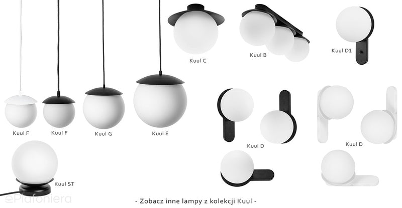 Kuul G3-K czarna lampa wisząca do salonu i kuchni - klosze 20 cm Ummo