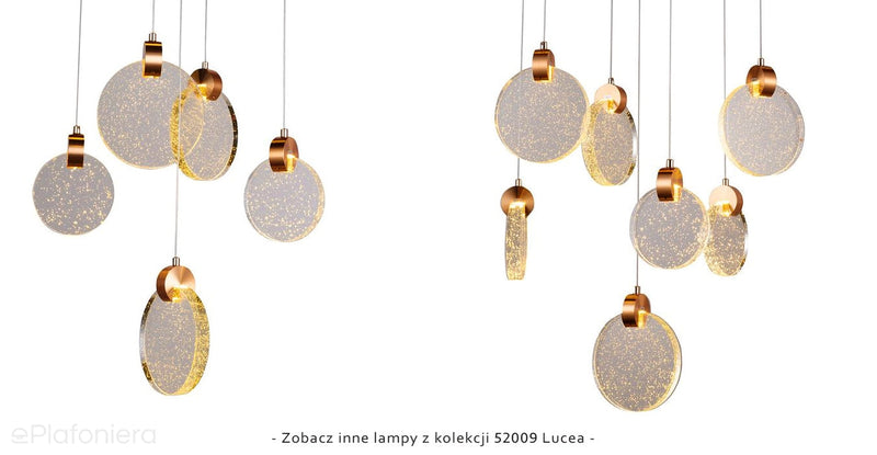 Piękna, szklana lampa - złota wisząca do salonu (5 kloszy LED) Lucea 52009-01-P05-FG OTINA