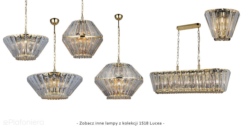 Kryształowy żyrandol, złota lampa wisząca do salonu (104x32cm) Lucea 1518-80-12-L LORENA