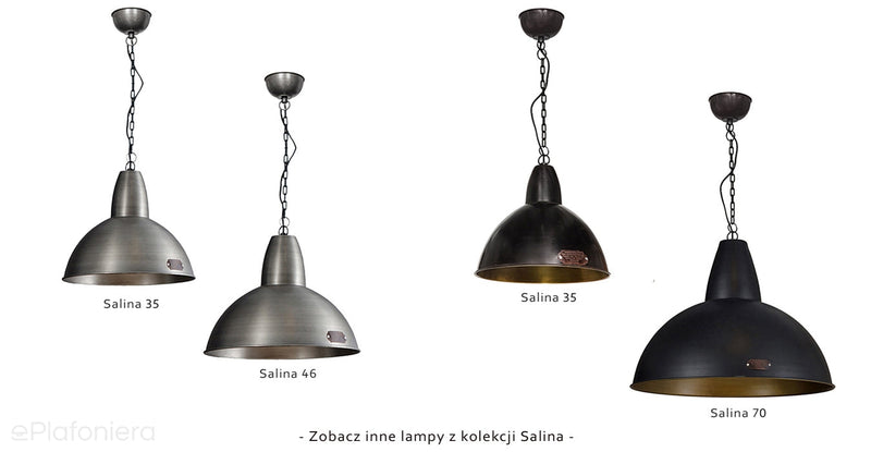 Loftowa metalowa lampa wisząca, industrialna 46cm Salina Nikiel, do salonu kuchni (Loftlight)