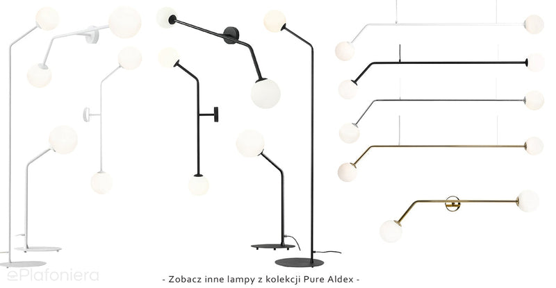 Biała lampa do salonu, mleczne kule na rurce (poziomy kinkiet 2xE14) Aldex (Pure) 1064D