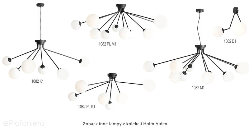 Czarna lampa sufitowa Holm - Aldex, białe kule 6x14cm (E14) 1082PL-K1