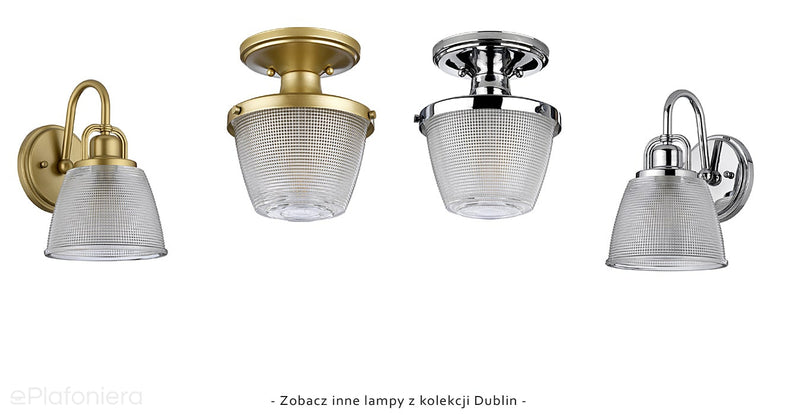 Lampa szklana (chrom) plafon do łazienki salonu sypialni kuchni (1xE27) Quoizel (Dublin)
