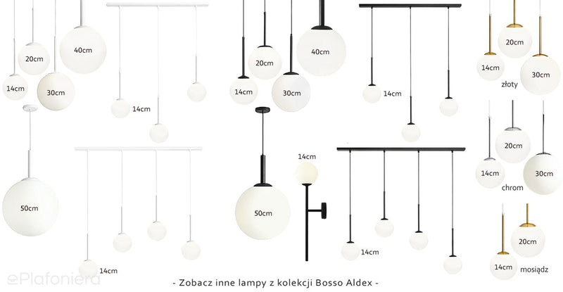 Lampa wisząca, zawiesie białe (20cm) jedna mleczna kula (E27) Aldex (Bosso) 1087XS