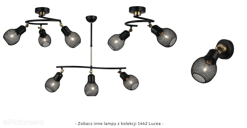 Nowoczesna lampa - plafoniera, druciane reflektorki 2xE27, Lucea 1442-73-02 PENDE
