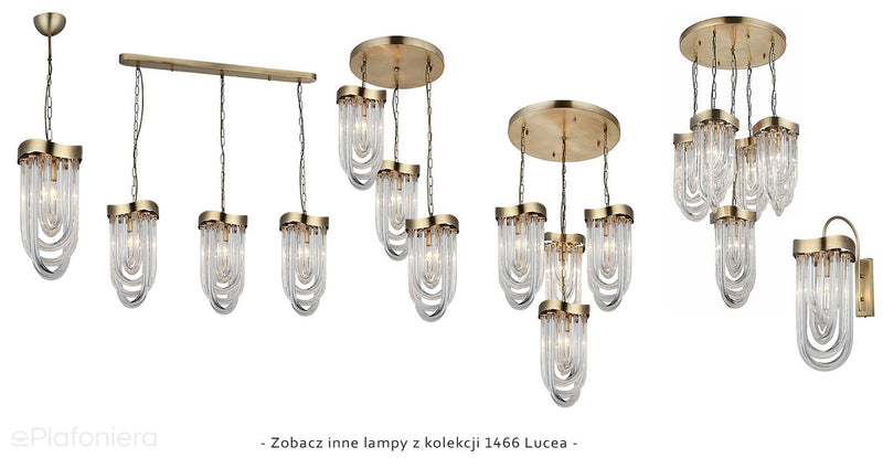 Romantyczny żyrandol - lampa szklane rurki na kole, 5xE27, Lucea 1466-52-05 SETUBAL