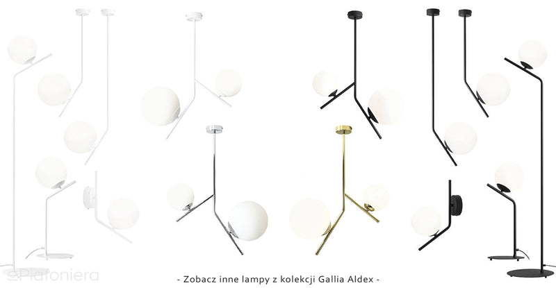 Lampa sufitowa, czarna, dwie mleczne kule 14cm/20cm (E14/E27) Aldex (Gallia) 1095PL-H1