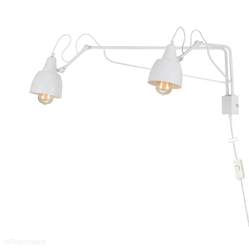 Regulowana lampa ścienna - biały kinkiet dwa ramiona (2xE27) Aldex (soho) 1002D - ePlafoniera
