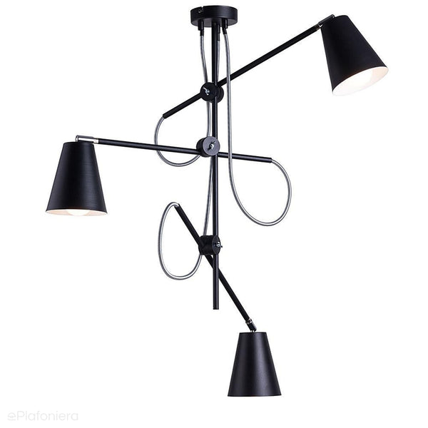 Czarna lampa sufitowa - industrialna - loftowa, żyrandol pionowy 3xE27, Aldex (Arte) 1008E1 - ePlafoniera