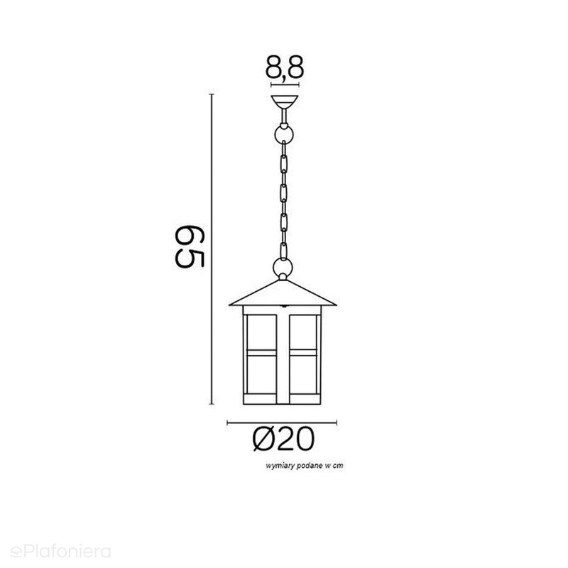 Ogrodowa latarnia, czarna zewnętrzna (lampa wisząca 1x E27) SU-MA (Cordoba)