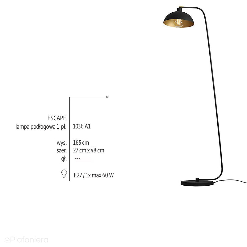 Czarna industrialna - loftowa lampa stojąca (podłogowa 1xE27) Aldex (Espace) 1036A1 - ePlafoniera