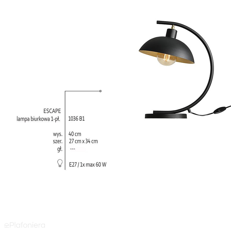 Czarna industrialna - loftowa lampa stojąca (biurkowa 1xE27) Aldex (Espace) 1036B1 - ePlafoniera