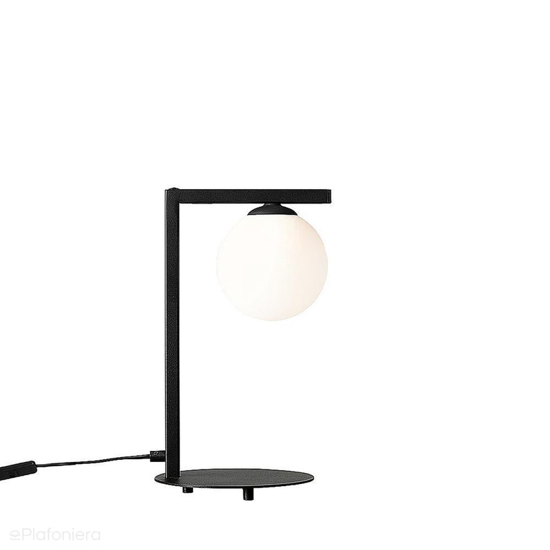 Lampa stojąca, czarna biurkowa - mleczna kula na dół (1xE14) Aldex (zac) 1038B1/1 - ePlafoniera