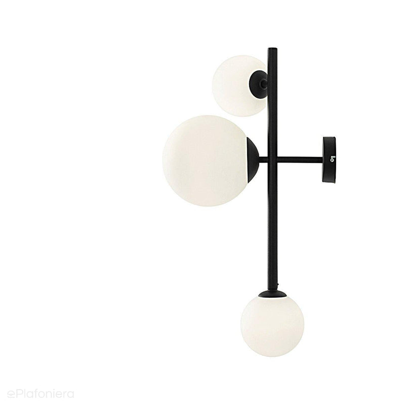 Lampa ścienna kinkiet, zawiesie czarne, 3 mleczne kule (2xE14/1xE27) Aldex (Dione) 1092Y1 - ePlafoniera