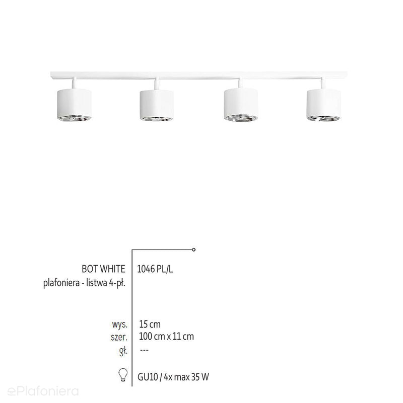 Biała lampa - spot sufitowa, plafon (regulowana, ustawna 4xGU10) Aldex (Bot)1046PL/L - ePlafoniera
