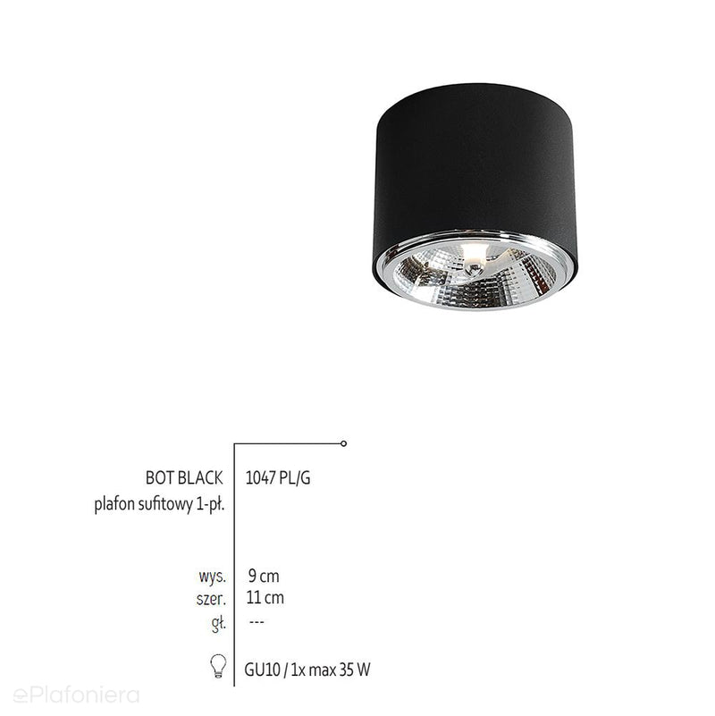 Czarna lampa - spot sufitowa, plafon (1xGU10) Aldex (Bot)1047PL/G - ePlafoniera