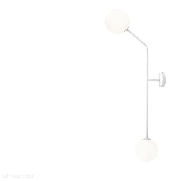 Biała lampa do salonu, mleczne kule na rurce (pionowy kinkiet 2xE14) Aldex (Pure) 1064D2