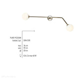 Złota lampa do salonu, mleczne kule na rurce (poziomy kinkiet 2xE14) Aldex (Pure) 1064D30 - ePlafoniera