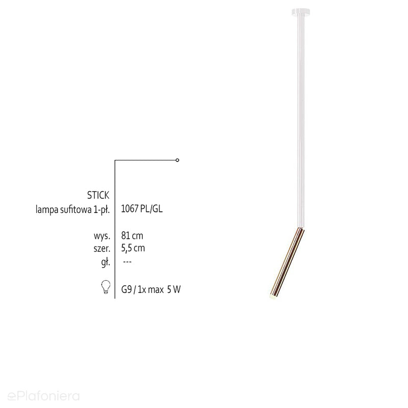 Biała rurka spot 81cm, nowoczesna lampa sufitowa 1xG9, Aldex (stick)1067PL/GL