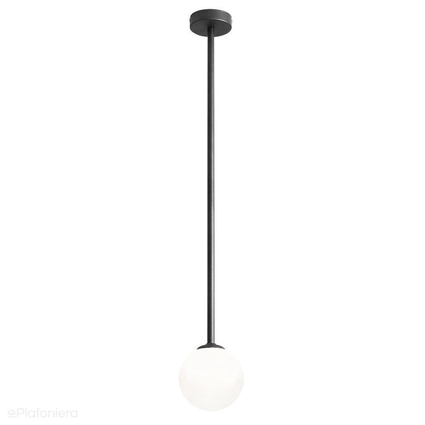 Lampa sufitowa 92cm - rurka czarna, jedna mleczna kula 14cm (E14) Aldex (Pinne) 1080PL-G1L