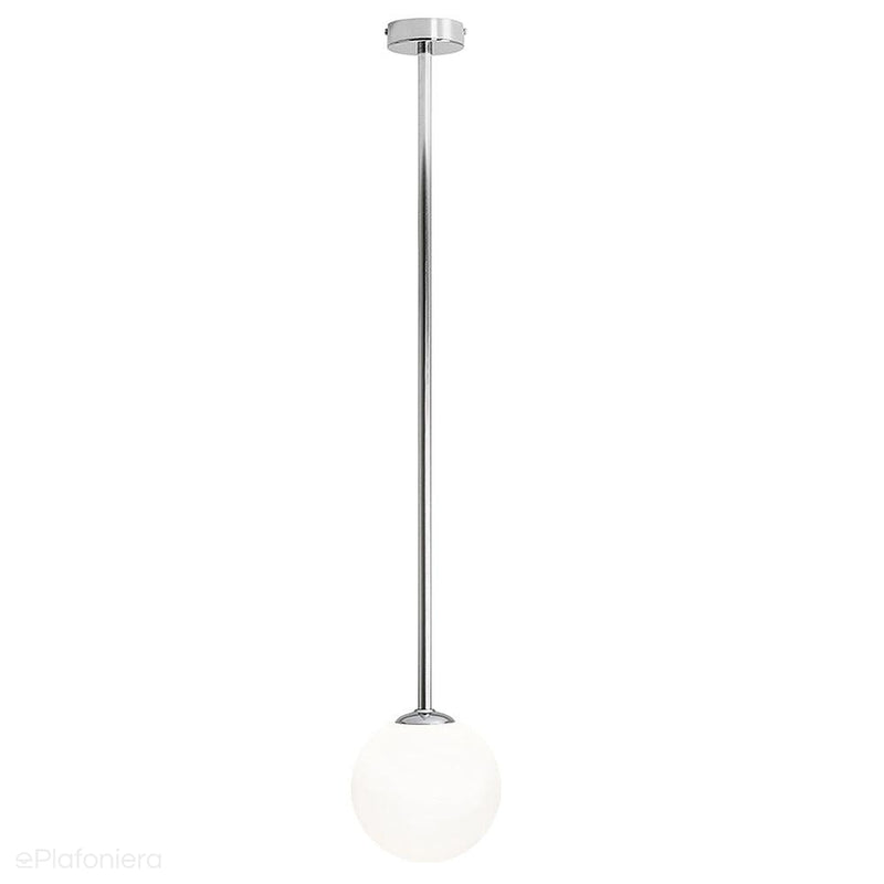 Lampa sufitowa 92cm - rurka chrom, jedna mleczna kula 14cm (E14) Aldex (Pinne) 1080PL-G4L
