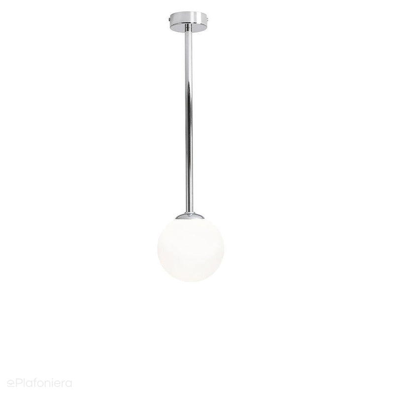 Lampa sufitowa 67cm - rurka chrom, jedna mleczna kula 14cm (E14) Aldex (Pinne) 1080PL-G4M