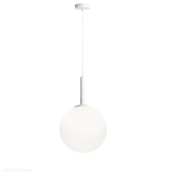 Lampa wisząca, zawiesie białe (40cm) jedna mleczna kula (E27) Aldex (Bosso) 1087XL
