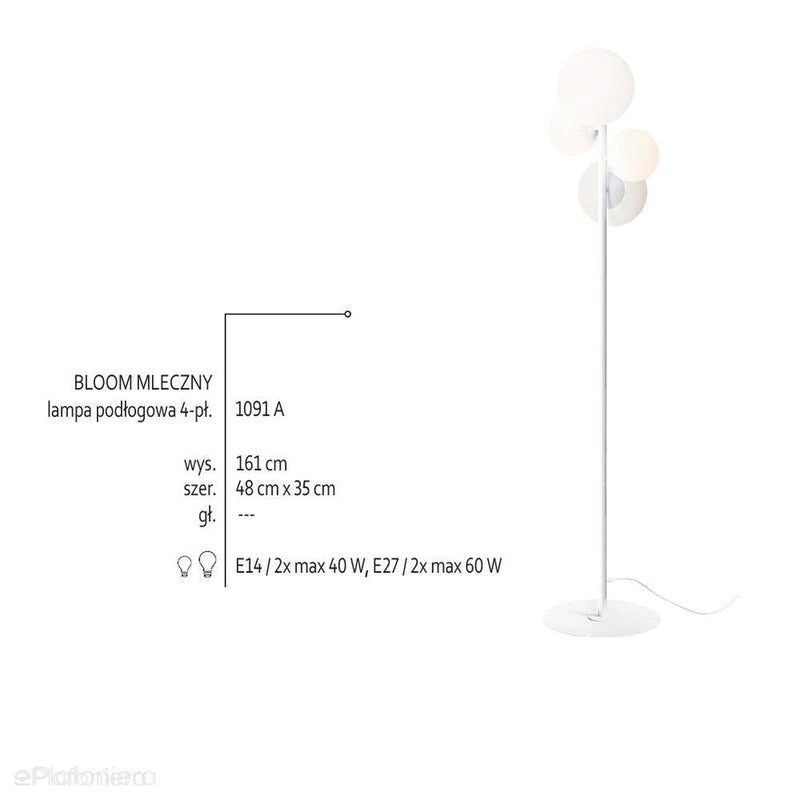 Lampa podłogowa Bloom Floor White, biała - Aldex, 1091A (2xE14/2xE27)