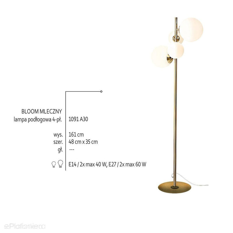 Lampa podłogowa Bloom Floor Gold, złota - Aldex 1091A30, (2xE14/2xE27)
