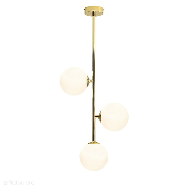Lampa sufitowa 84cm, złota, mleczne kule 3x14cm (E14) Aldex (Libra) 1094PL-E30