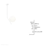 Lampa sufitowa 64cm, biała, jedna mleczna kula 20cm (E27) Aldex (Gallia) 1095PL-G