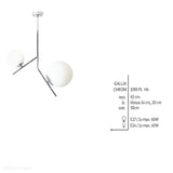 Lampa sufitowa, chrom, dwie mleczne kule 14cm/20cm (E14/E27) Aldex (Gallia) 1095PL-H4