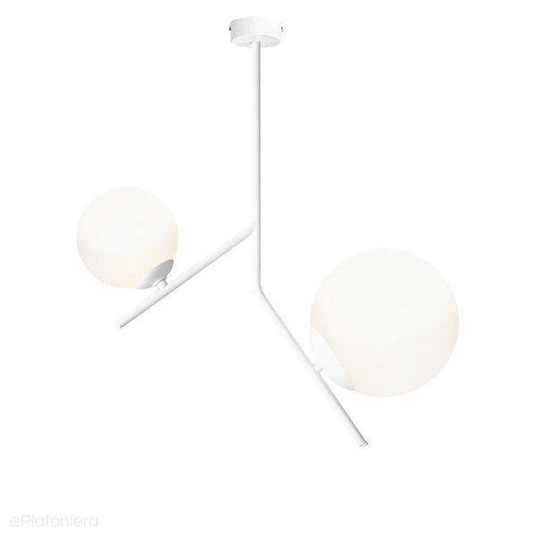 Lampa sufitowa, biała, dwie mleczne kule 14cm/20cm (E14/E27) Aldex (Gallia) 1095PL-H
