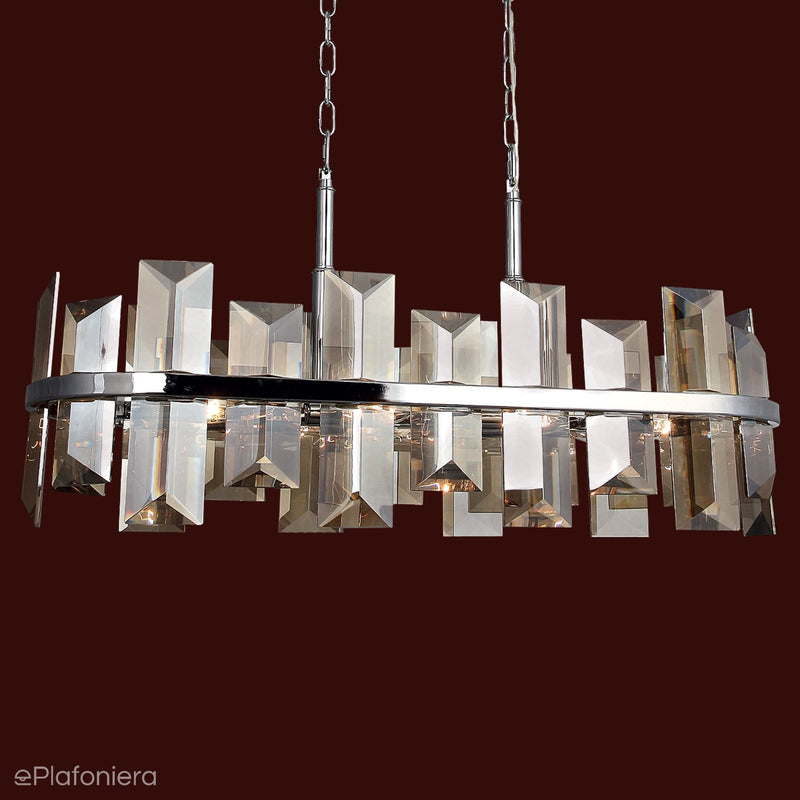 Luksusowy , kryształowy żyrandol - lampa wisząca chrom 8xE14, Lucea 1420-51-08-L KANSAS - ePlafoniera
