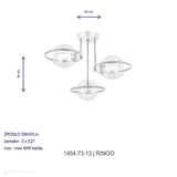 Lampa sufitowa plafoniera - żyrandol druciane ringi 3xE27, Lucea 1454-73-13 RINGO - ePlafoniera