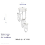 Romantyczny żyrandol - lampa szklane rurki na kole, 3xE27, Lucea 1466-52-03 SETUBAL - ePlafoniera