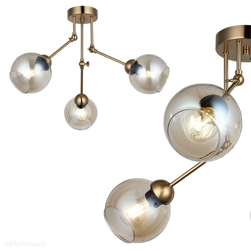 Lampa sufitowa potrójna, regulowana (3 klosze) do salonu sypialni, Lucea 1528-52-03 PORE