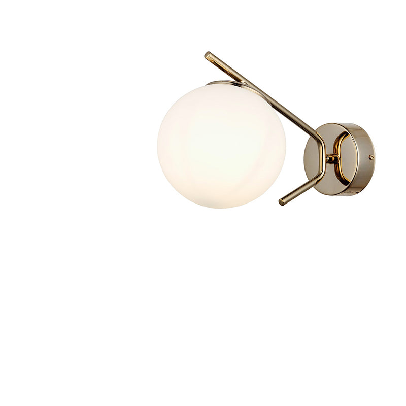 Złota lampa na ścianę szklany klosz, kinkiet do salonu sypialni (1xE27) 1566-80-19 PETOS