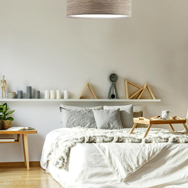 Lampa sufitowa - plafon tkanina, abażur do salonu sypialni 2xE27 (090-217) ręcznie robiony