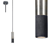 Betonowa nowoczesna lampa - wisząca stalowa tuba (23/33/53cm), do salonu sypialni (Kalla Inox) Loftlight