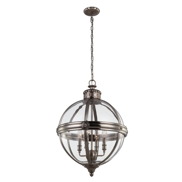 Lampa wisząca kula 50cm (metal - szkło) antyczny nikiel, do salonu sypialni (4xE14) Feiss (Adams)
