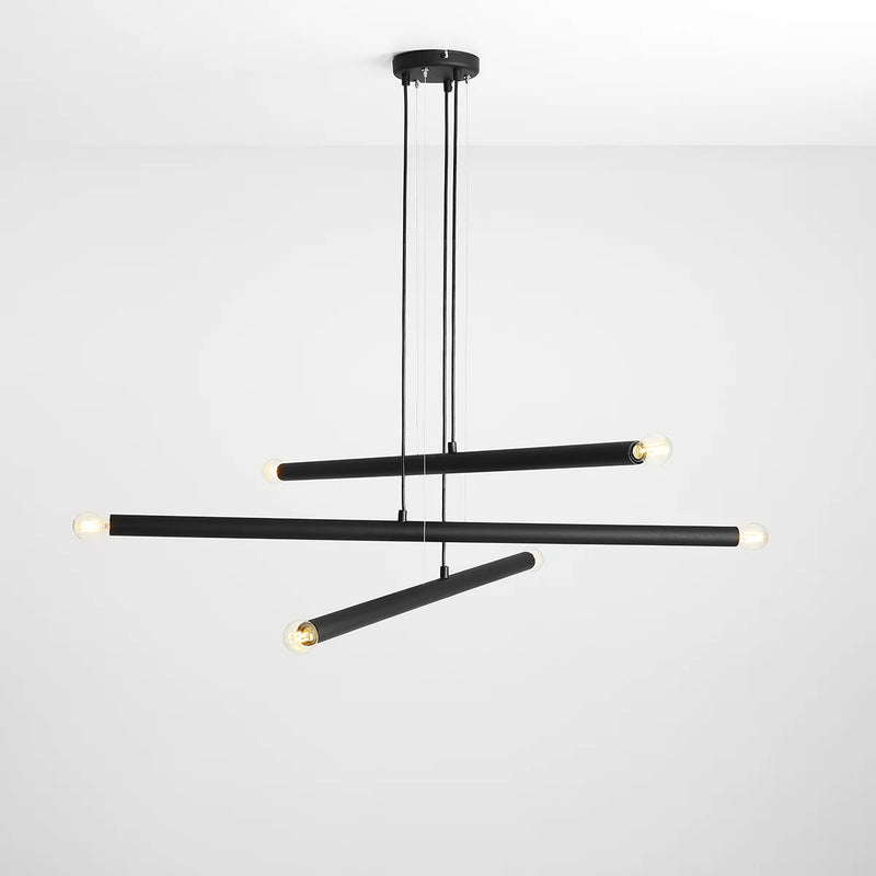 Żyrandol do salonu, biura - czarna lampa wisząca rurki (6xE14) Aldex (tubo) 1072K1