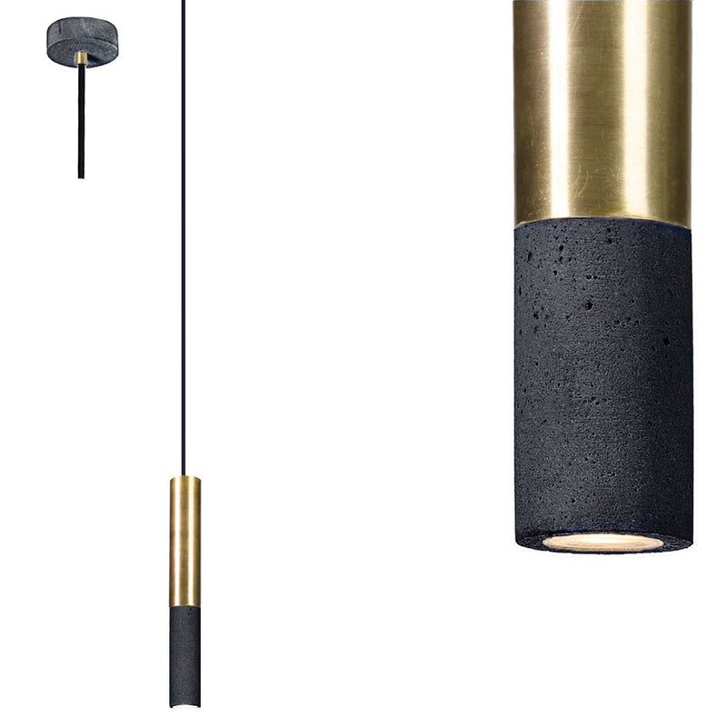 Betonowa nowoczesna lampa - wisząca mosiężna tuba (23/33/53cm), do salonu sypialni (Kalla Brass) Loftlight