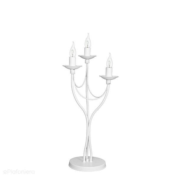 Biała lampa stojąca - świecznik, biurkowa 3xE14, Aldex (Róża) 397B/D - ePlafoniera