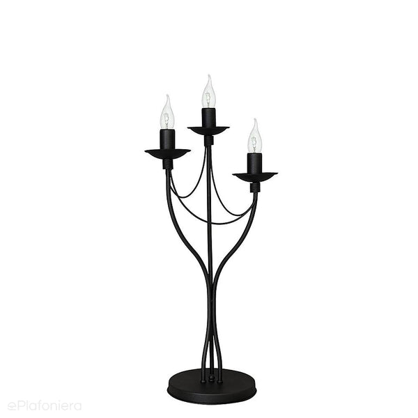 Czarna lampa stojąca - świecznik, biurkowa 3xE14, Aldex (Róża) 397B1/D - ePlafoniera